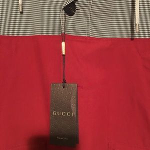 New Mens authentic Gucci, all-weather Damier with Hoodie jacket size 52 XXL